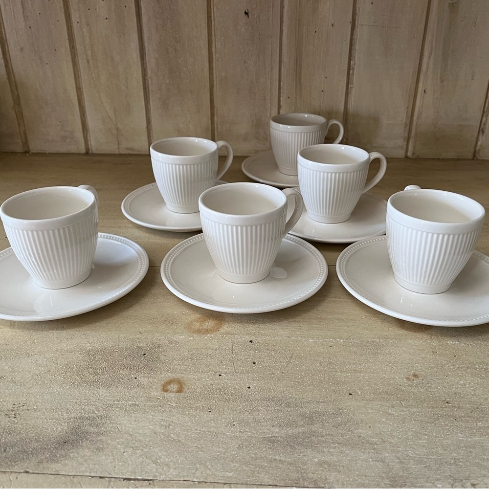 Wedgwood White Ribbed Mug and Saucer Set